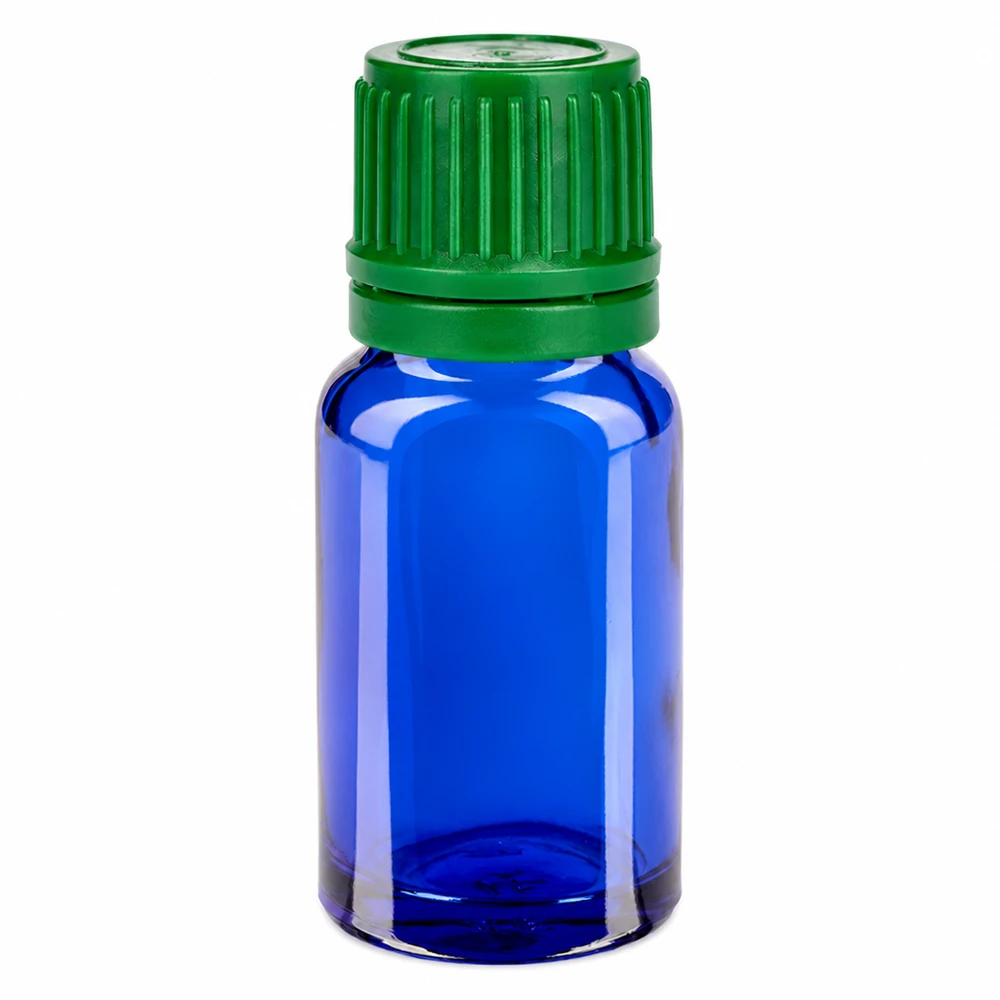 Flacone da 10ml 11mm SV verde OV BlueLine UT18/10 Flacone da farmacia da 10 ml in blu con tappo verde per applicazioni farmaceutiche