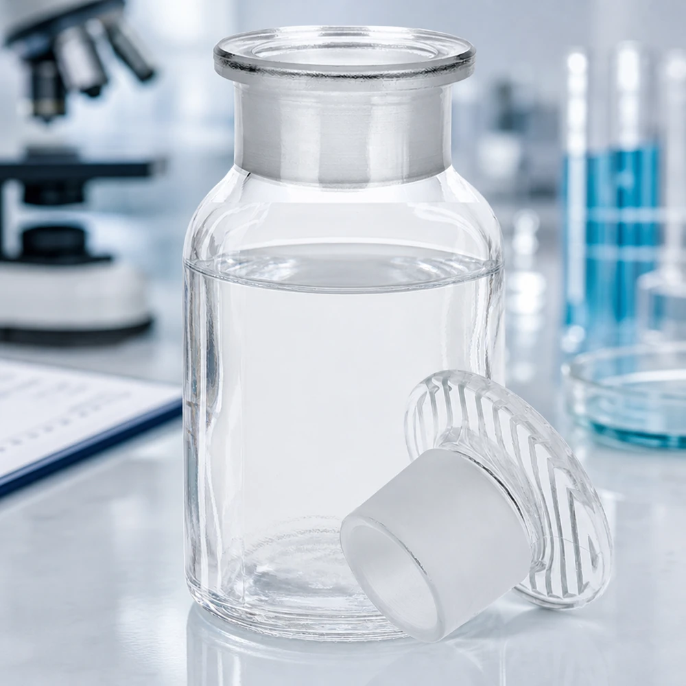 Bottiglia a spalla tonda 100ml trasparente a collo largo con tappo in vetro Flacone a spalle arrotondate da 100 ml a collo largo con tappo in vetro molato, a tenuta ermetica, per prodotti chimici da laboratorio