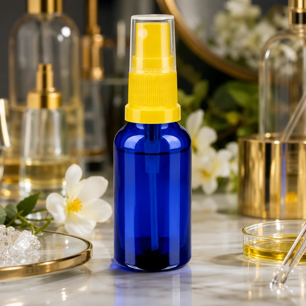 Flacone spray da 30 ml giallo/trasparente STD BlueLine UT18/30 Piccolo flacone spray da 30 ml con getto preciso, ideale per spray e tonici per il viso