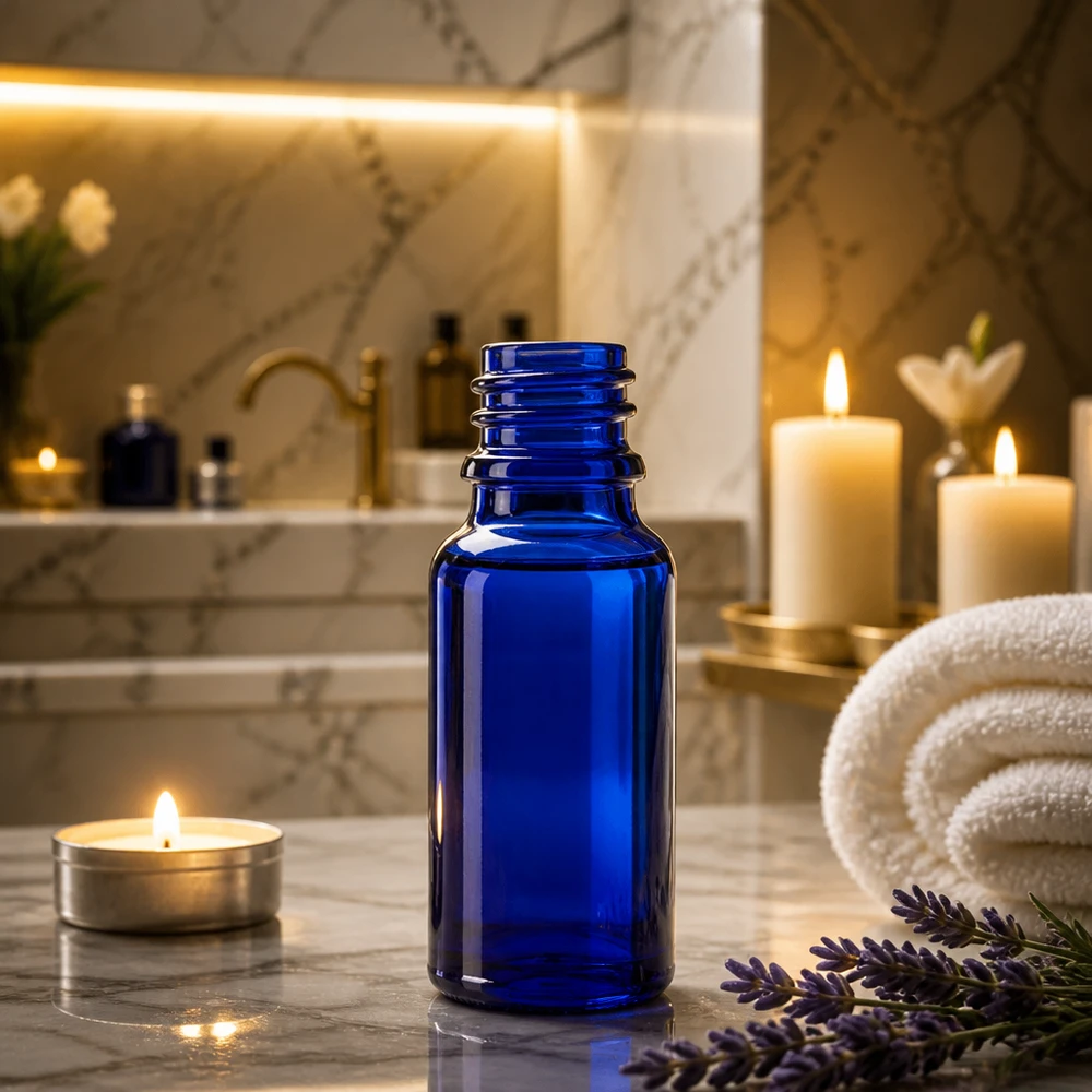 Flacone farmaceutico blu da 10 ml ApoGlas Flacone blu da 10 ml con forma ergonomica per una maggiore maneggevolezza.