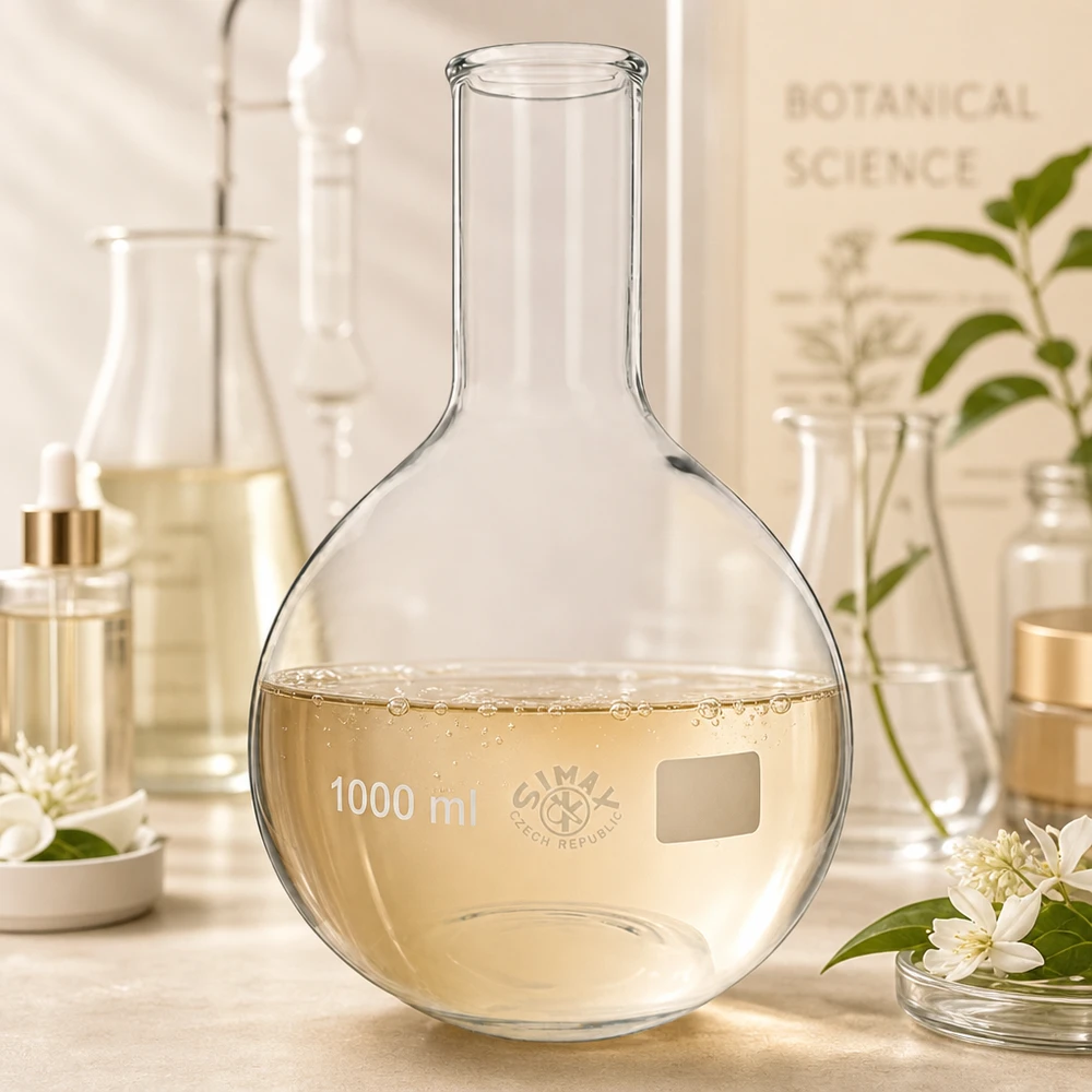Pallone da 1000ml a collo stretto per estratti botanici e sostanze naturali nel laboratorio di ricerca