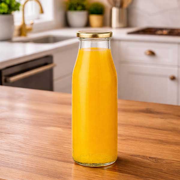 Bottiglia di vetro da 500 ml + coperchio BasicSeal oro UN..