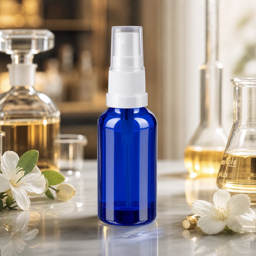 Flacone spray da 30 ml bianco/trasparente STD BlueLine UT18/30 Pratico flacone spray da 30 ml con nebulizzazione fine per una distribuzione uniforme dei liquidi