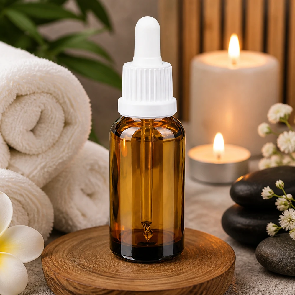 Flacone per pipette da 20 ml bianco OV BrownLine UT18/20 Flacone a pipetta compatto da 20 ml in marrone - ideale per cosmetici fai da te e sieri fatti in casa