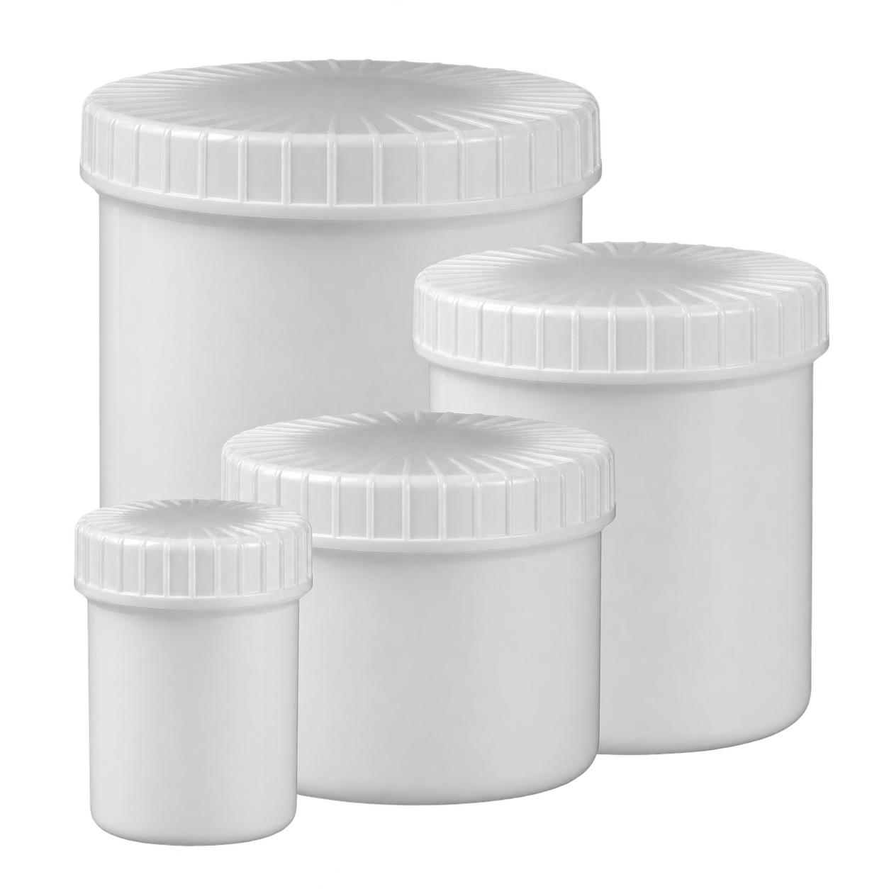 Scatole con coperchio scanalato e chiusura a vite, colore bianco