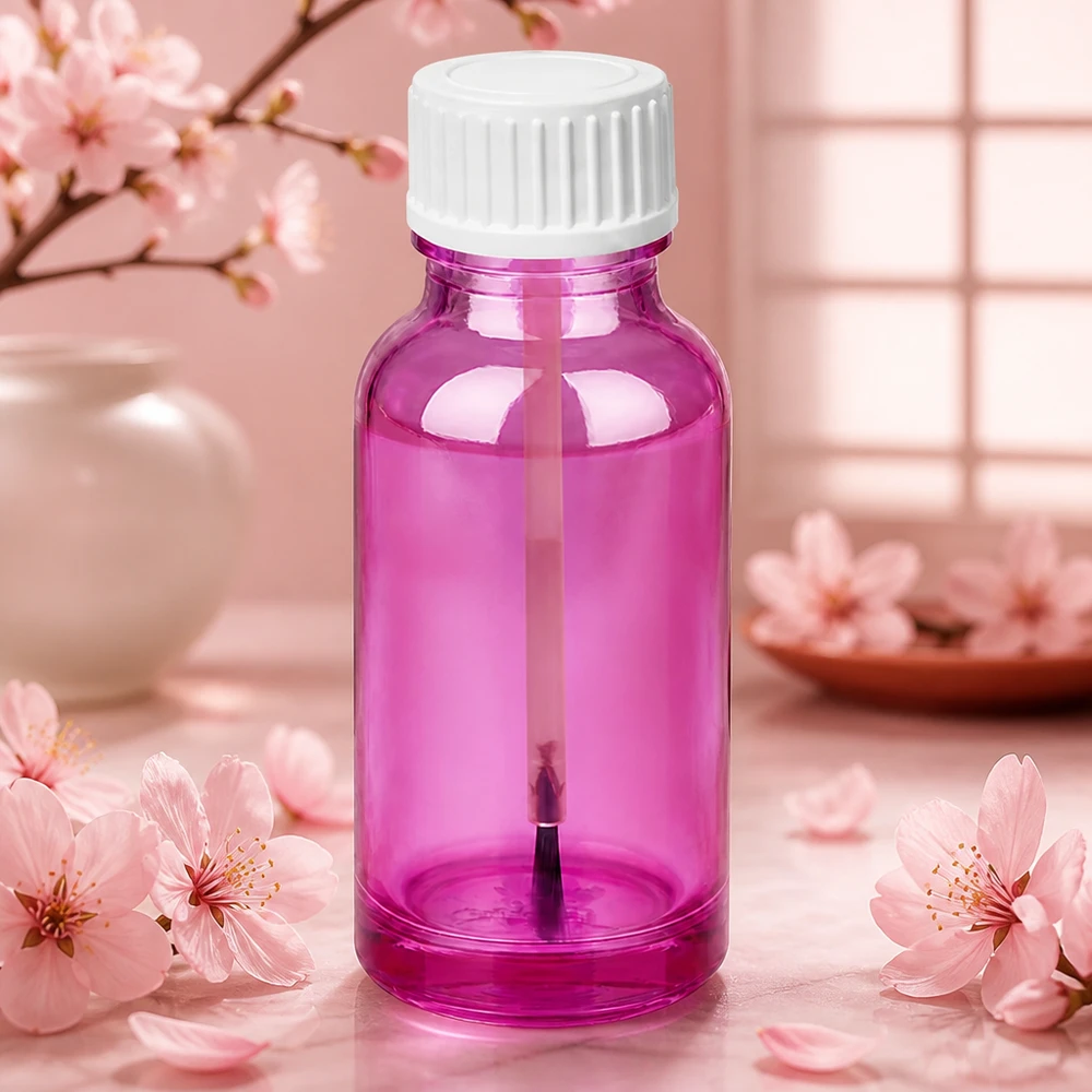 Flacone a pennello da 20 ml PurpleLine UT18/20 bianco standard Flacone in vetro viola da 20 ml con attacco per pennello, perfetto per i progetti di cosmetica e nail art fai da te