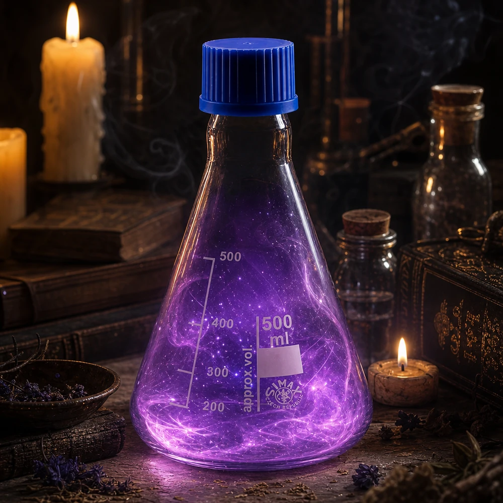 Beuta da 500ml con tappo a vite Matraccio volumetrico graduato da 500 ml a forma di Erlenmeyer con tappo in plastica blu per uso di laboratorio