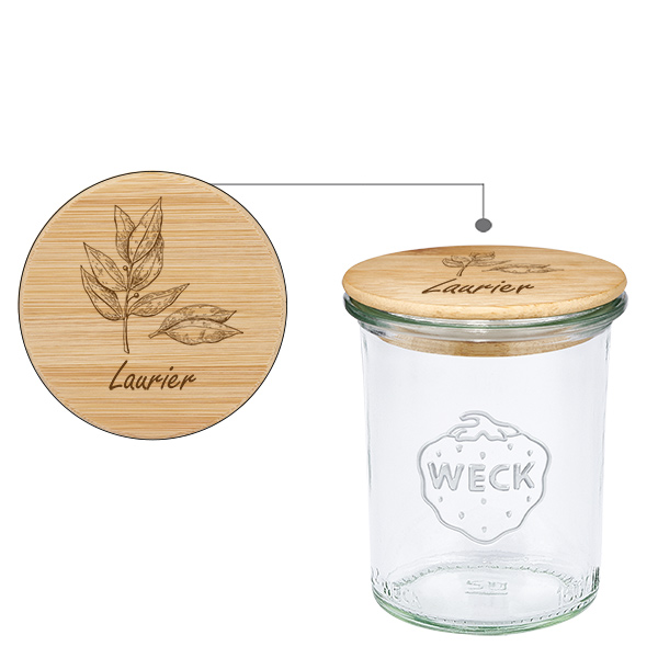 Cassetta in bois "Laurier" con verre WECK plongeant 160ml
