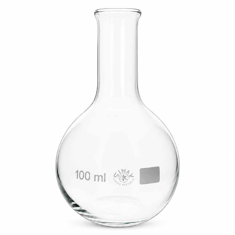 Pallone da 100 ml con beccuccio stretto in robusta vetreria da laboratorio