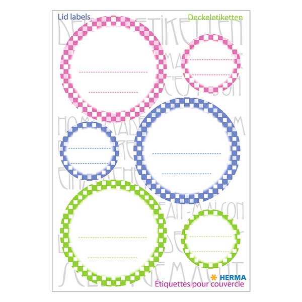 Etichette per coperchi colorate (18 adesivi) ø 24/44 mm