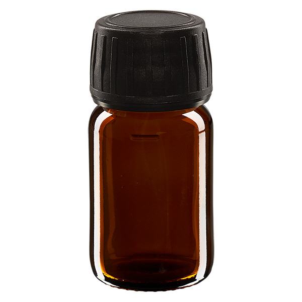 Flacone per medicinali da 30 ml marrone, tappo nero con originale