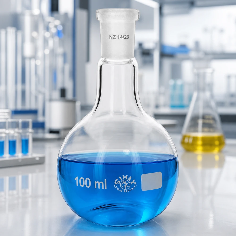 Pallone da analisi da 100 ml in vetro da laboratorio resistente al calore con giunto standard smerigliato 14/23