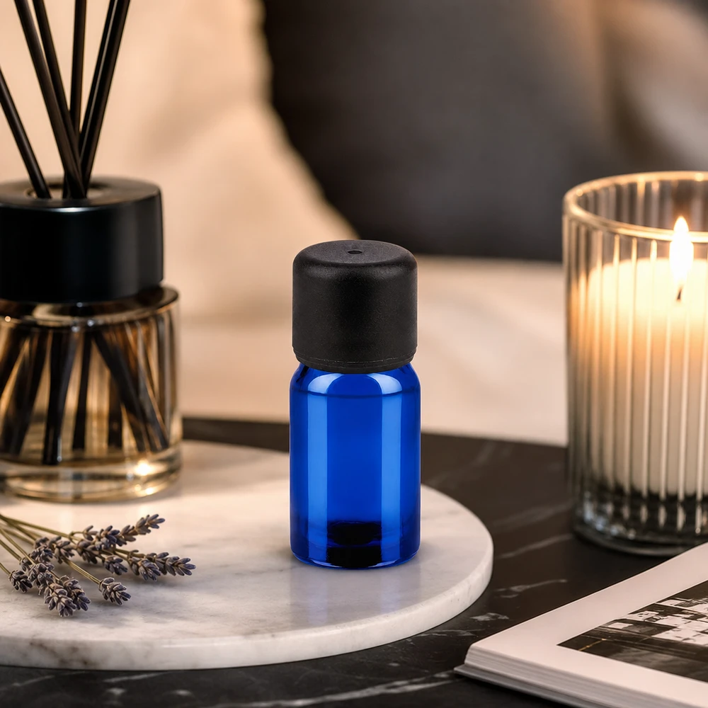 Flacone da 5ml 6mm SV nero STD BlueLine UT18/5 Barattolo di vetro blu scuro da 5 ml con tappo a vite nero per una conservazione sicura