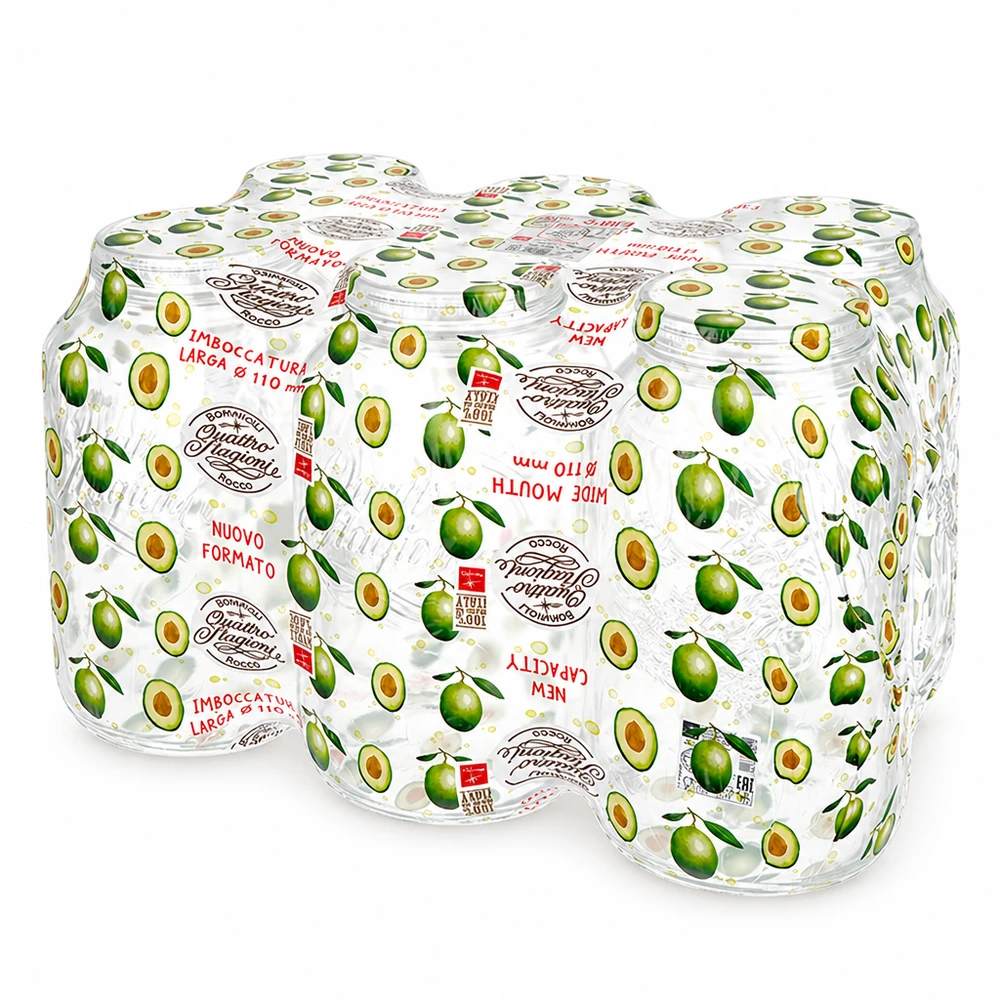 Vaso domestico "Quattro Stagioni" da 3800 ml Vaso per uso domestico Quattro Stagioni da 3800 ml con disegno di olive per conservare e riporre in cucina