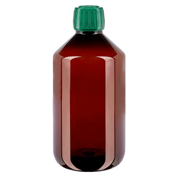 Bottiglia in PET da 500 ml con tappo verde OV Bottiglia in PET da 500 ml con tappo verde OV