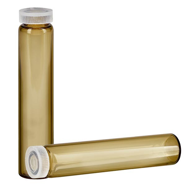 Vasetto con bordo arrotolabile, tubo per essenze in vetro marrone da 2 ml Vasetto con bordo arrotolabile, tubo per essenze in vetro marrone da 2 ml