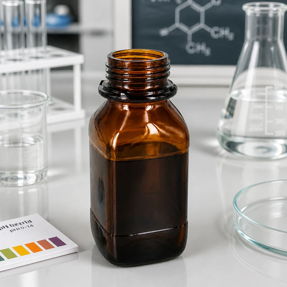 Bottiglia per prodotti chimici da 250 ml Bottiglia da 250 ml in vetro ambrato di forma quadrata per lo stoccaggio sicuro di sostanze chimiche in laboratorio
