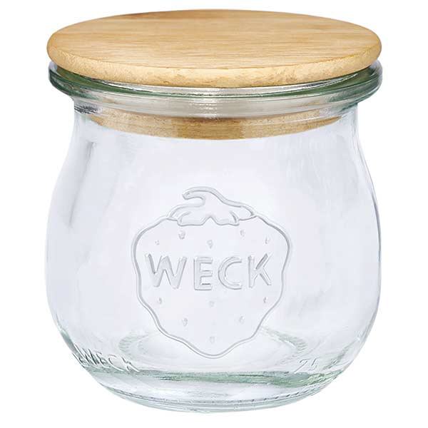Vaso a tulipano da 75 ml WECK RR40 con coperchio in legno