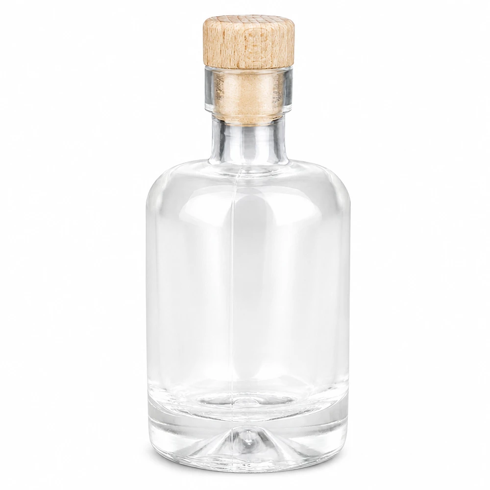Bottiglia in vetro da 50 ml Amelie con tappo in sughero con impugnatura in legno UNiTWIST Bottiglia in vetro da 50 ml Amelie con manico in legno e tappo in sughero UNiTWIST vuota trasparente per liquori e olii