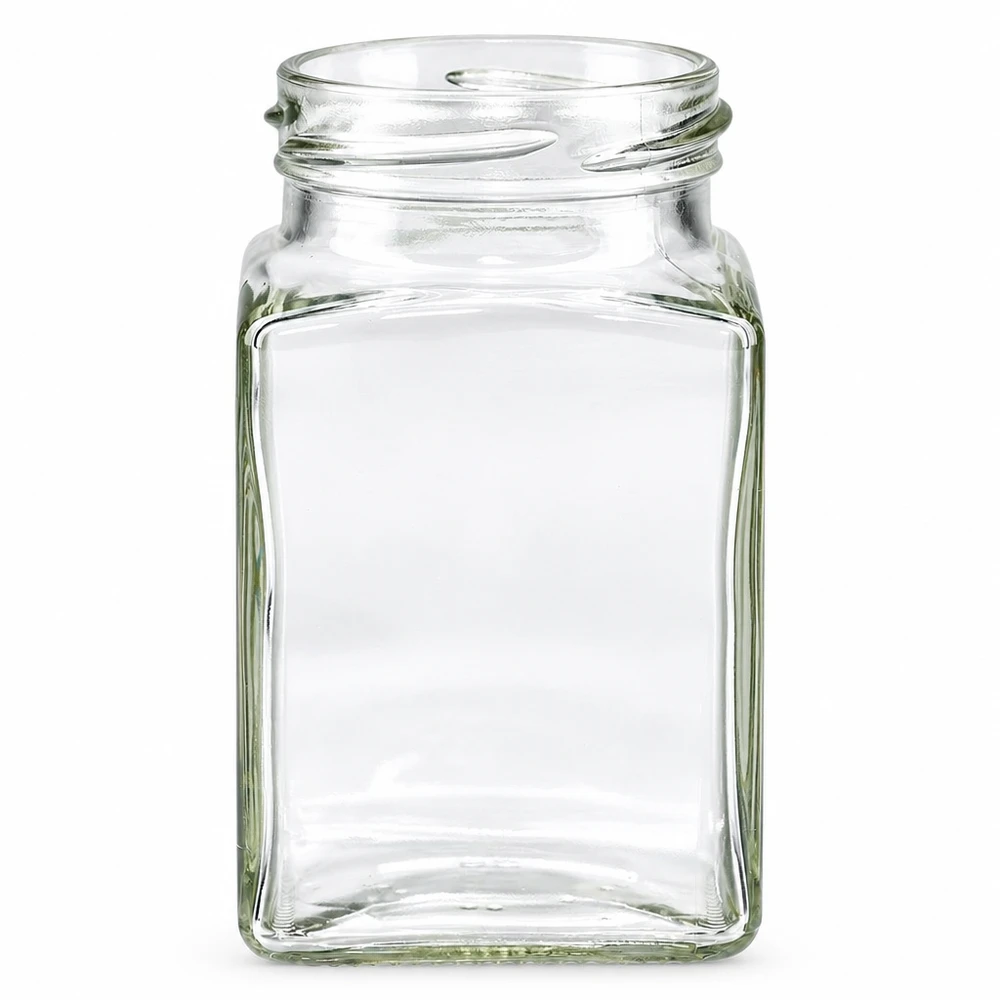 UNiTWIST Tetra260 - Barattolo a 4 angoli da 260 ml TO58 UNiTWIST Tetra260 barattolo per conserve 260ml quadrato trasparente filettatura Twist-Off TO58 tappo a vite vuoto