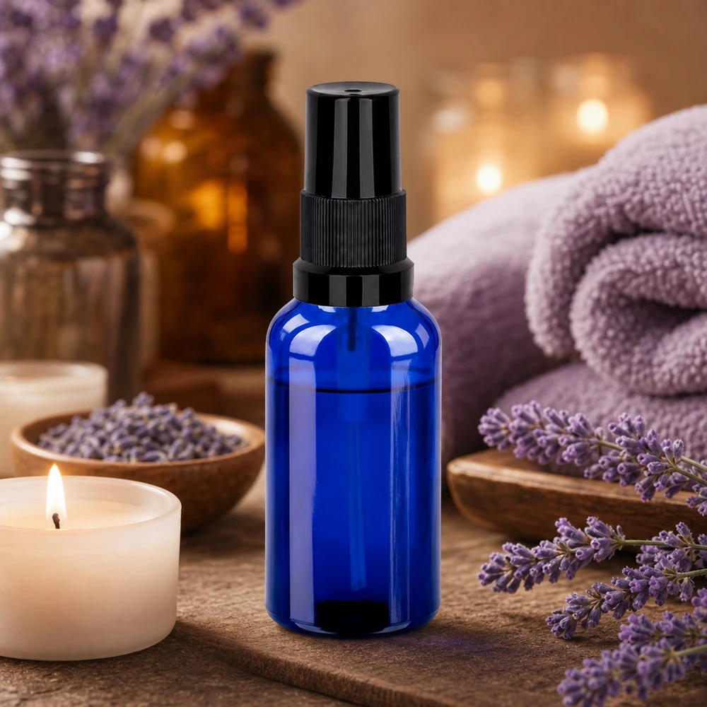 Flacone spray 30ml nero STD BlueLine UT18/30 Pratico flacone blu da 30 ml con pompa spray per miscele di bellezza e aromi naturali