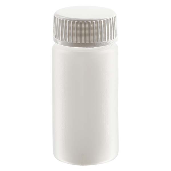 Bottiglia campione 20ml, PE-HD, naturale, completa Bottiglia campione 20ml, PE-HD, naturale, completa