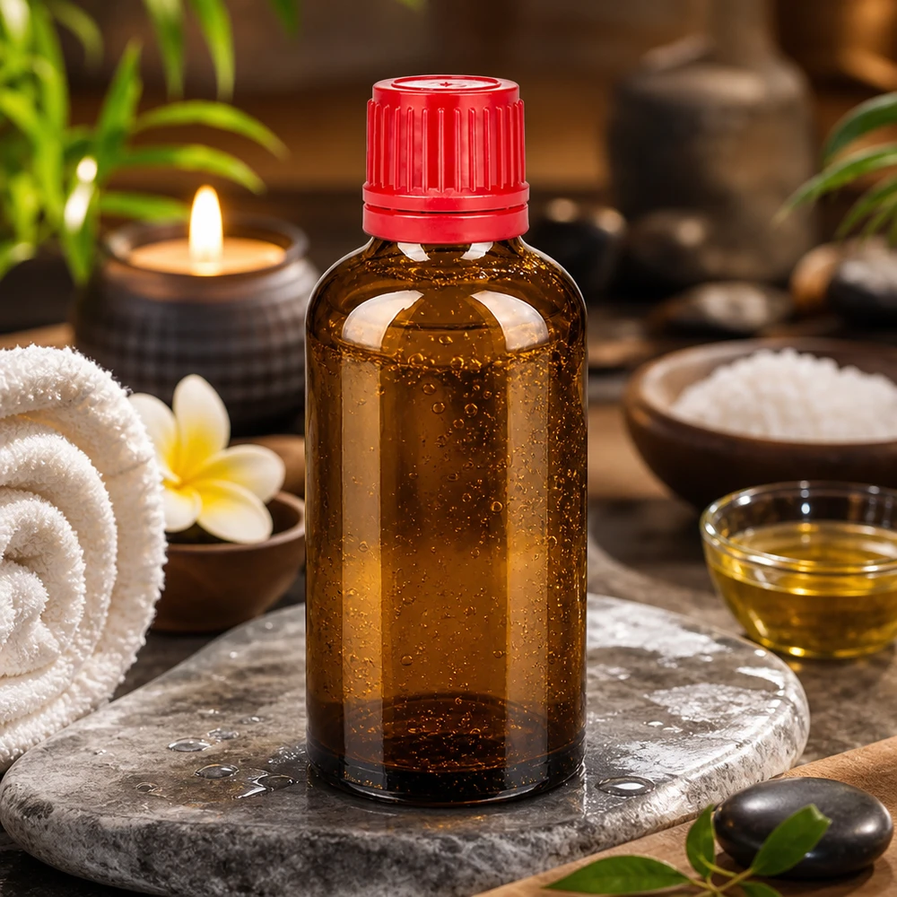 Bottiglia da 50ml 11mm SV rosso OV BrownLine UT18/50 Bottiglia in vetro premium da 50 ml con chiusura di sicurezza per bambini e protezione UV per liquidi di alta qualità