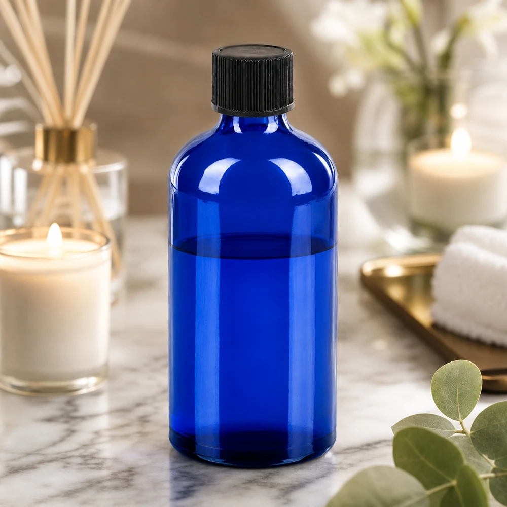 Flacone contagocce da 100 ml 1 mm nero STD BlueLine UT18/100 Flacone contagocce blu cobalto da 100 ml con tappo nero ideale per cosmetici fai da te e prodotti naturali