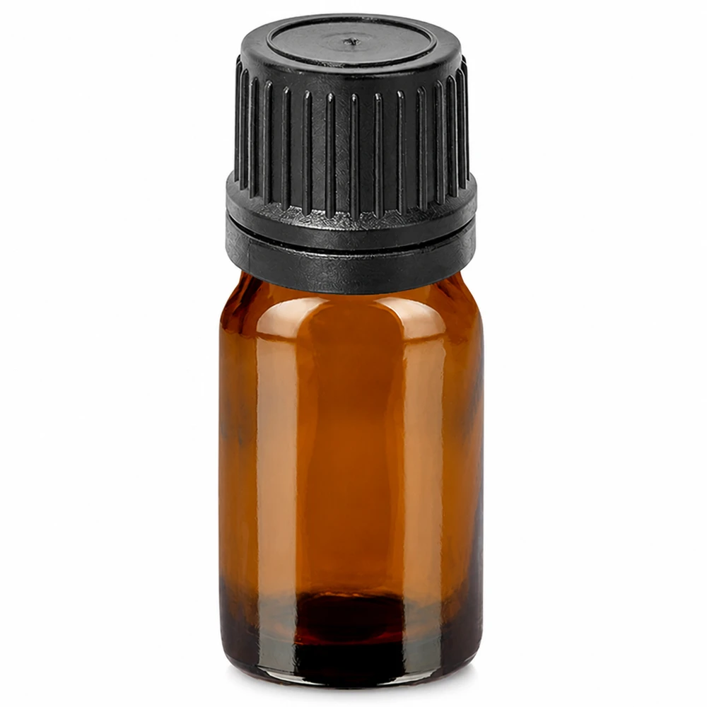 Flacone contagocce da 5 ml 1 mm nero OV BrownLine UT18/5 Flacone contagocce da 5 ml marrone con tappo nero per oli essenziali e aromaterapia