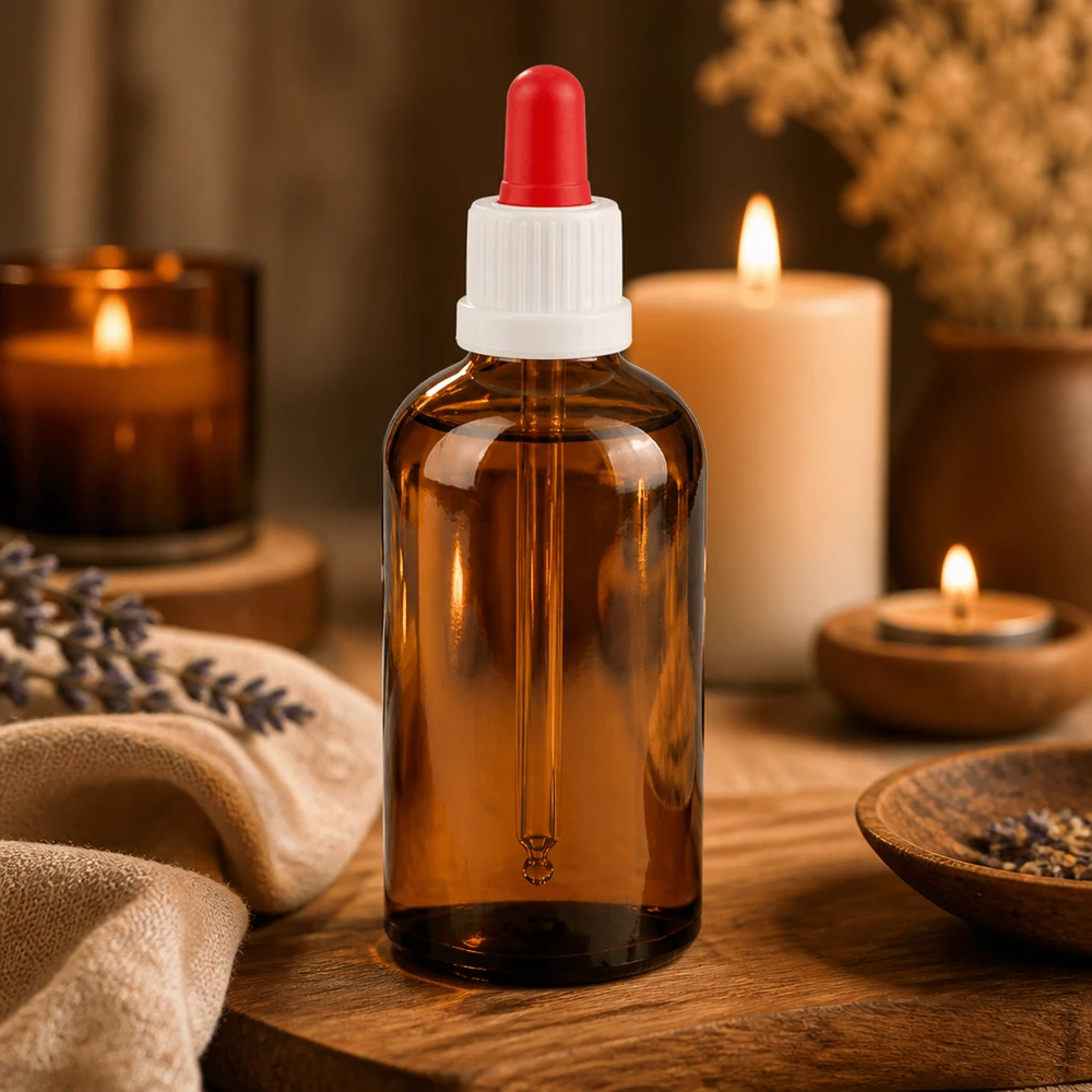Bottiglia per pipette da 100 ml bianco/rosso OV BrownLine UT18/100 Flacone per farmaci da 100 ml con tappo di sicurezza per bambini e pipetta contagocce per una conservazione sicura