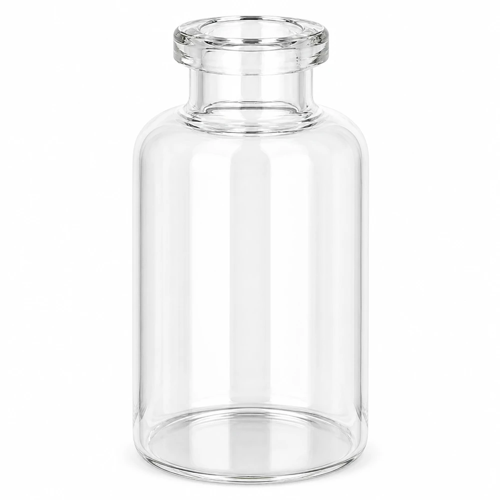 Flacone per iniezione in vetro trasparente 30ml Zylindrische Klarglas Injektionsflasche 30ml mit engem Hals und flachem Boden