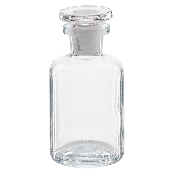 Bottiglia a spalla tonda 50ml trasparente collo stretto tappo in vetro Bottiglia a spalla tonda 50ml trasparente collo stretto tappo in vetro
