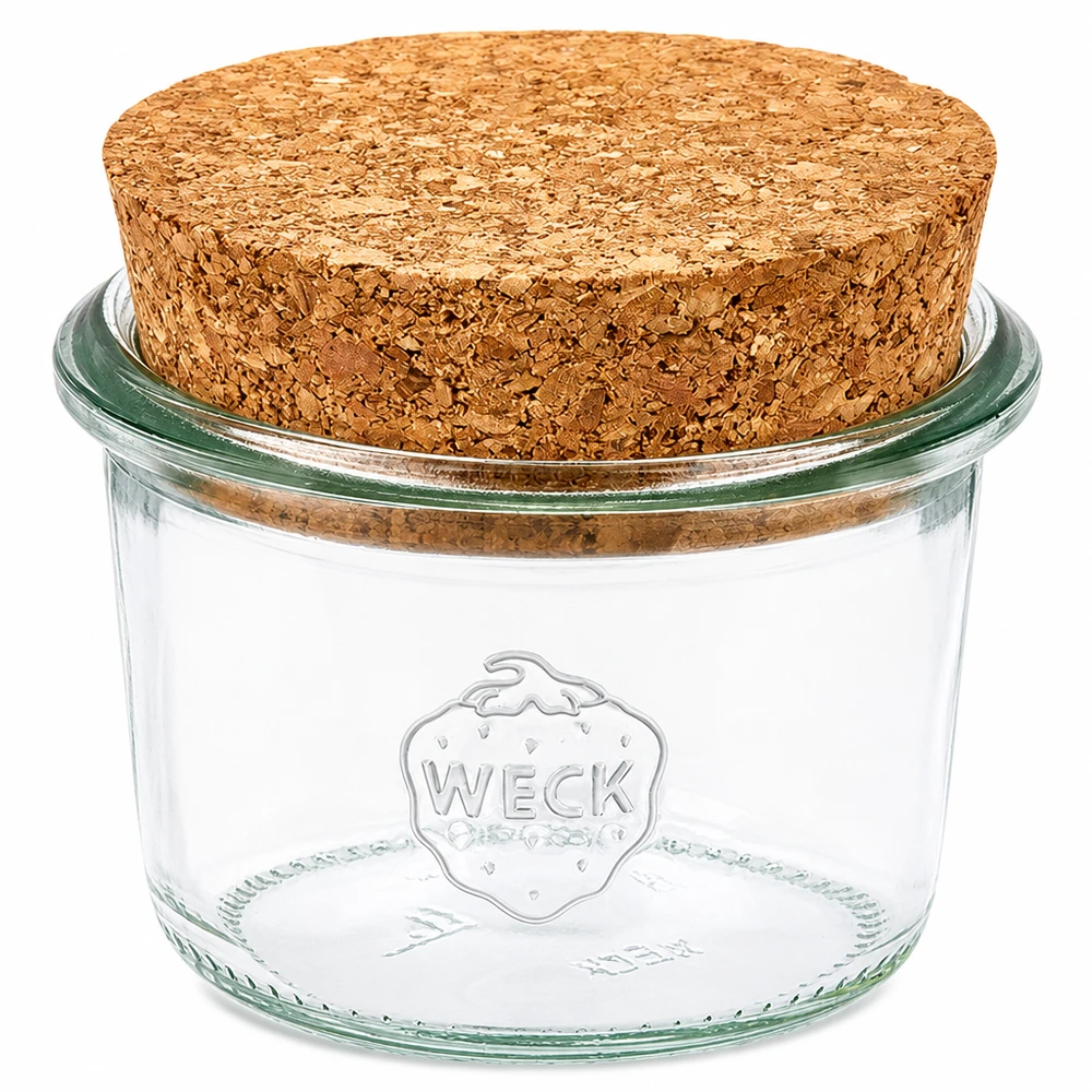 WECK vaso da muratore 80ml RR60 con coperchio in sughero naturale Barattolo per conserve in vetro trasparente
