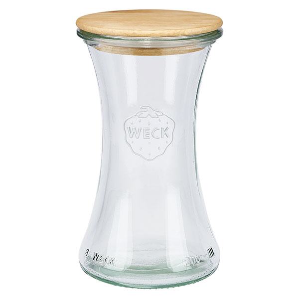 Vaso per salumeria WECK RR60 da 200 ml con coperchio in legno