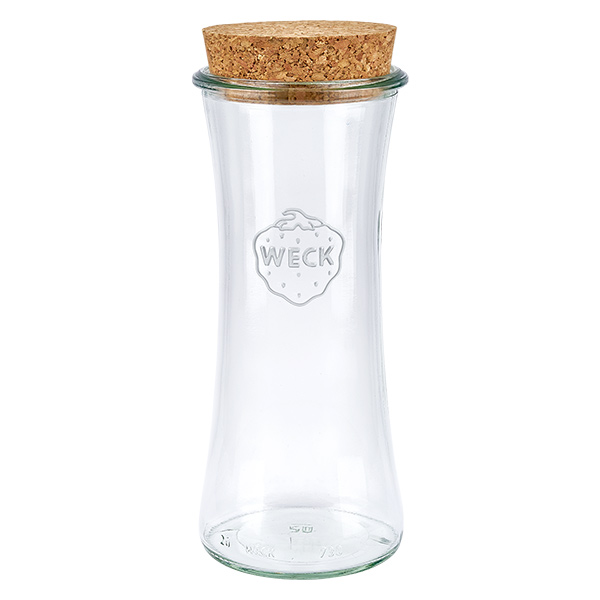 Vaso da 700 ml per gastronomia WECK RR80 con tappo in sughero naturale