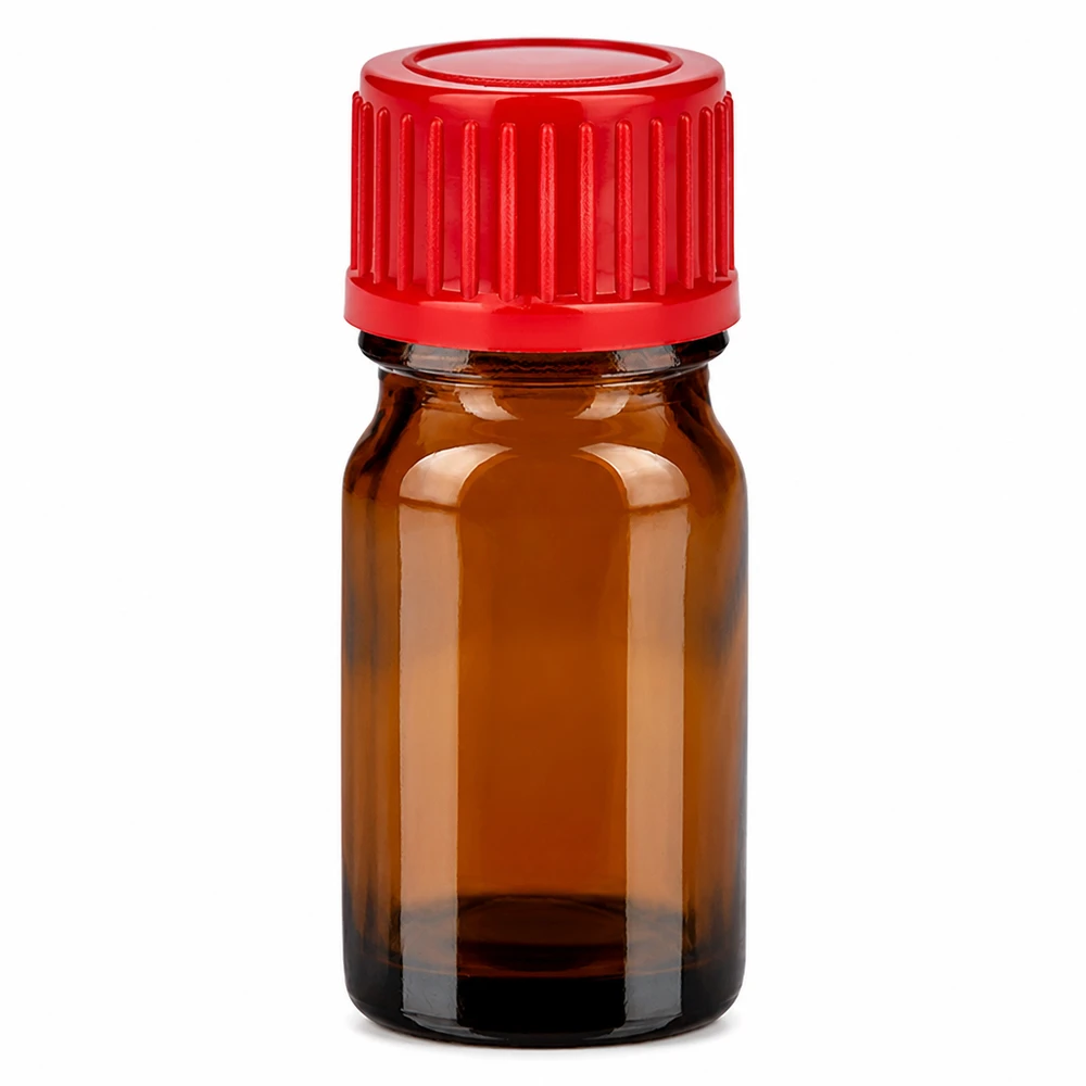 Bottiglia da 5ml 11mm SV rosso STD BrownLine UT18/5 Flacone in vetro ambrato da 5 ml con tappo a vite rosso per oli essenziali e forniture di laboratorio
