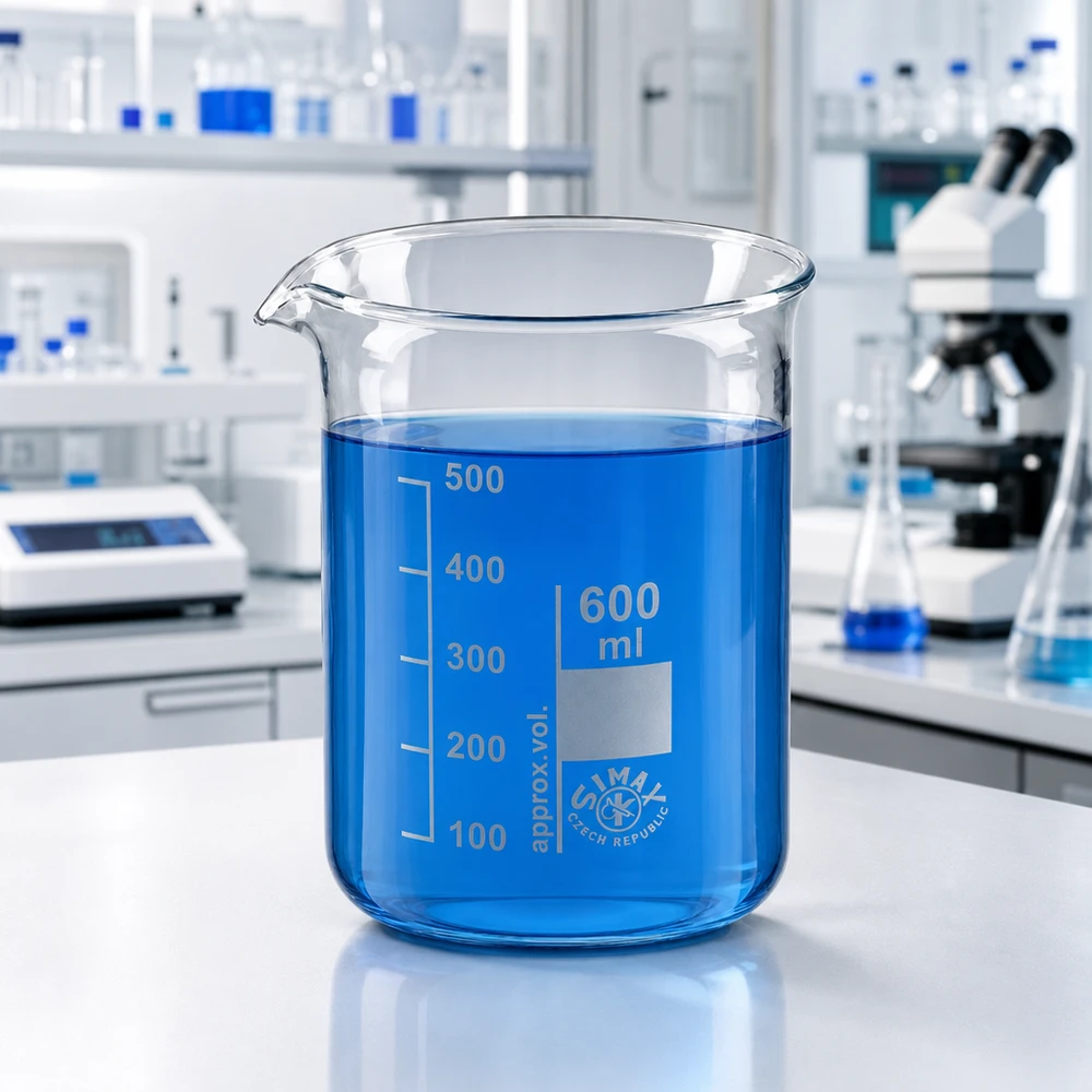 Bicchiere da 600 ml in vetro borosilicato di forma bassa con scala e beccuccio per una misurazione precisa