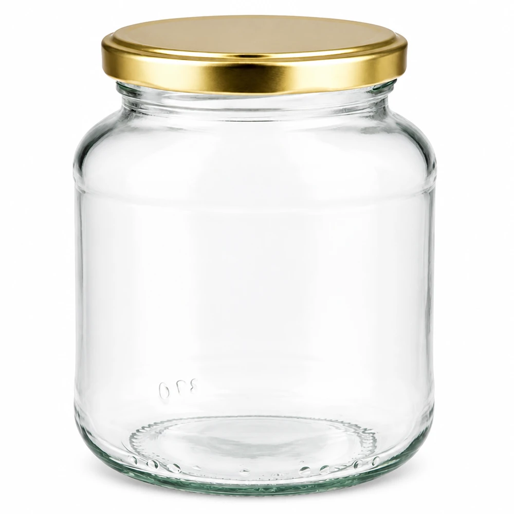 Vasetto ovale da 370 ml con coperchio BasicSeal oro UNiTWIST Barattolo ovale da 370 ml con coperchio BasicSeal dorato UNiTWIST - barattolo vuoto per marmellate e conserve