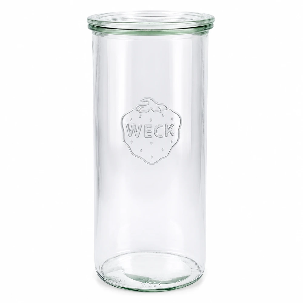 Bicchieri da 1500 ml con coperchio in vetro WECK RR100 Barattolo WECK 1500ml con coperchio in vetro RR100 barattolo per conserve trasparente vuoto in piedi