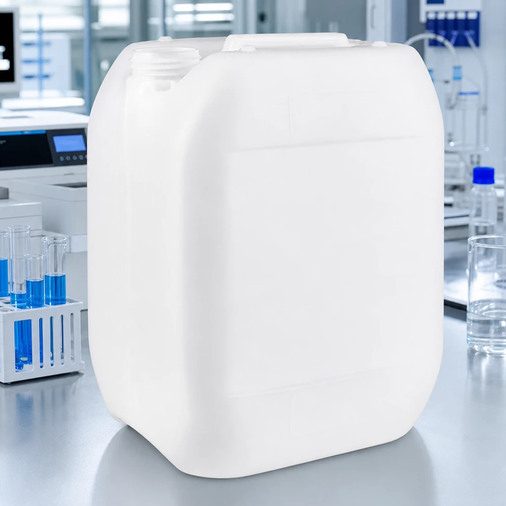 Tanica 10 litri senza tappo Tanica rettangolare da 10 litri senza tappo, in plastica bianca, per laboratorio e industria