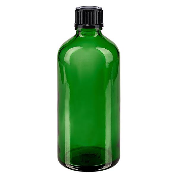 Bottiglia da farmacia verde da 100 ml. SV STD nero/11mm ApoGlas Bottiglia da farmacia verde da 100 ml. SV STD nero/11mm ApoGlas