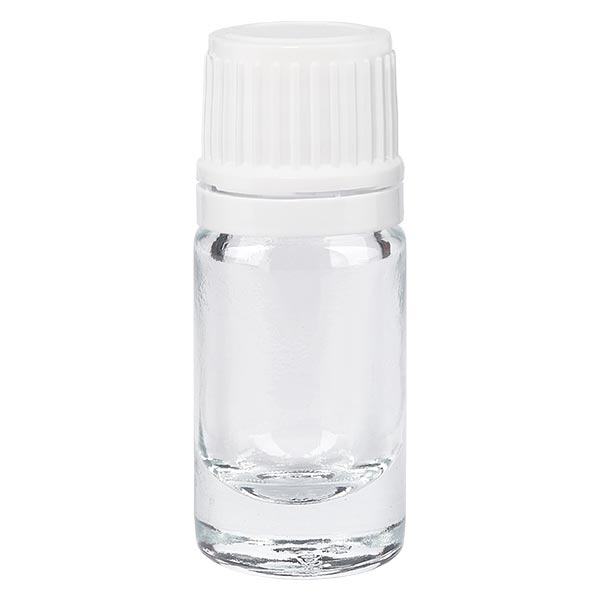 Bottiglia da farmacia trasparente da 5 ml. SV OV bianco/11mm ApoGlas