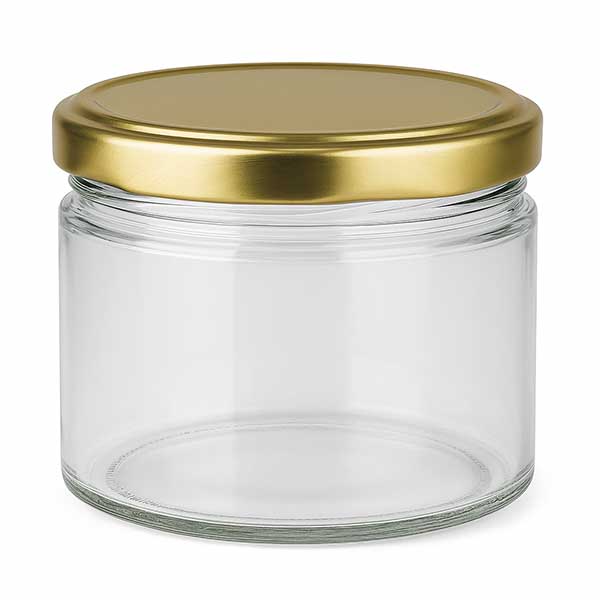 Barattolo rotondo da 540 ml con coperchio BasicSeal oro UNiTWIST