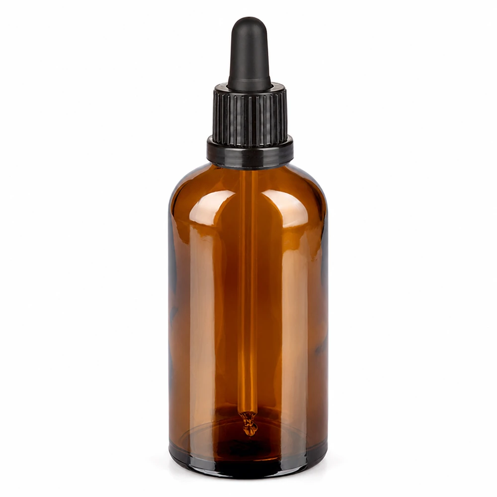Flacone per pipetta da 100 ml nero OV BrownLine UT18/100 Flacone contagocce marrone da 100 ml con pipetta per oli essenziali e sieri