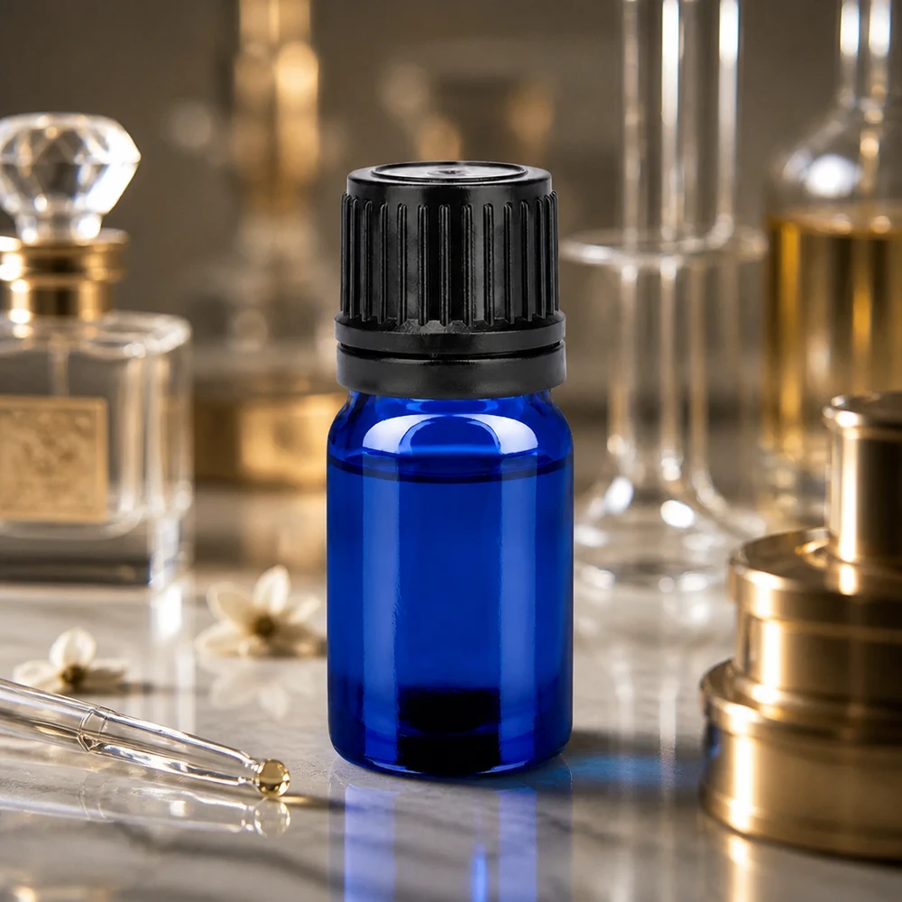 Bottiglia da 5ml 11mm SV nero OV BlueLine UT18/5 Pratico flacone blu da 5 ml con tappo a chiusura ermetica per conservare i liquidi in modo sicuro