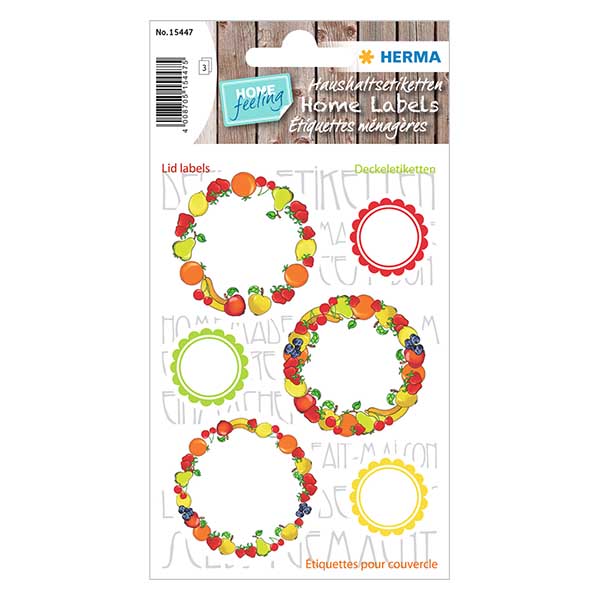 Etichette per coperchi "Frutta" (18 adesivi) ø 24/43 mm