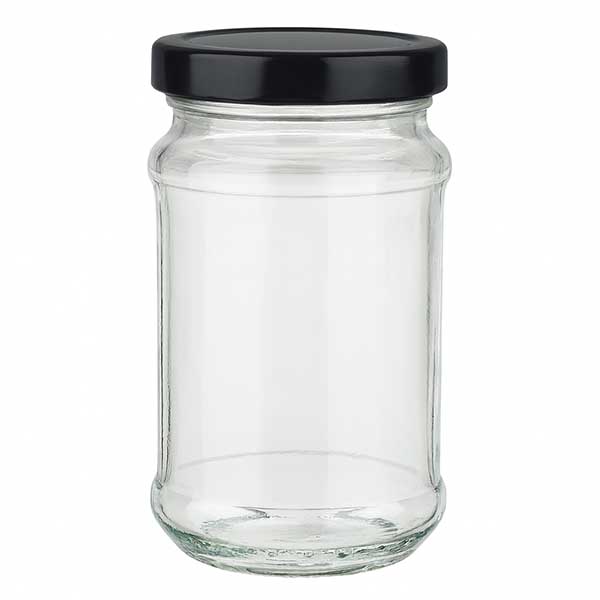 Barattolo rotondo da 390 ml con coperchio BasicSeal nero UNiTWIST