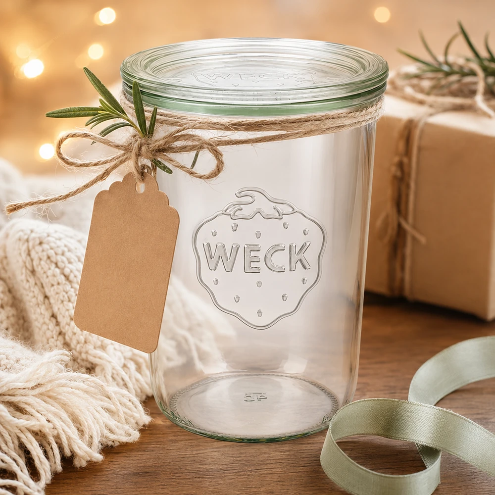 Barattolo di vetro da 850 ml con coperchio in vetro WECK RR100 Barattolo di vetro da 850 ml con coperchio in vetro WECK RR100