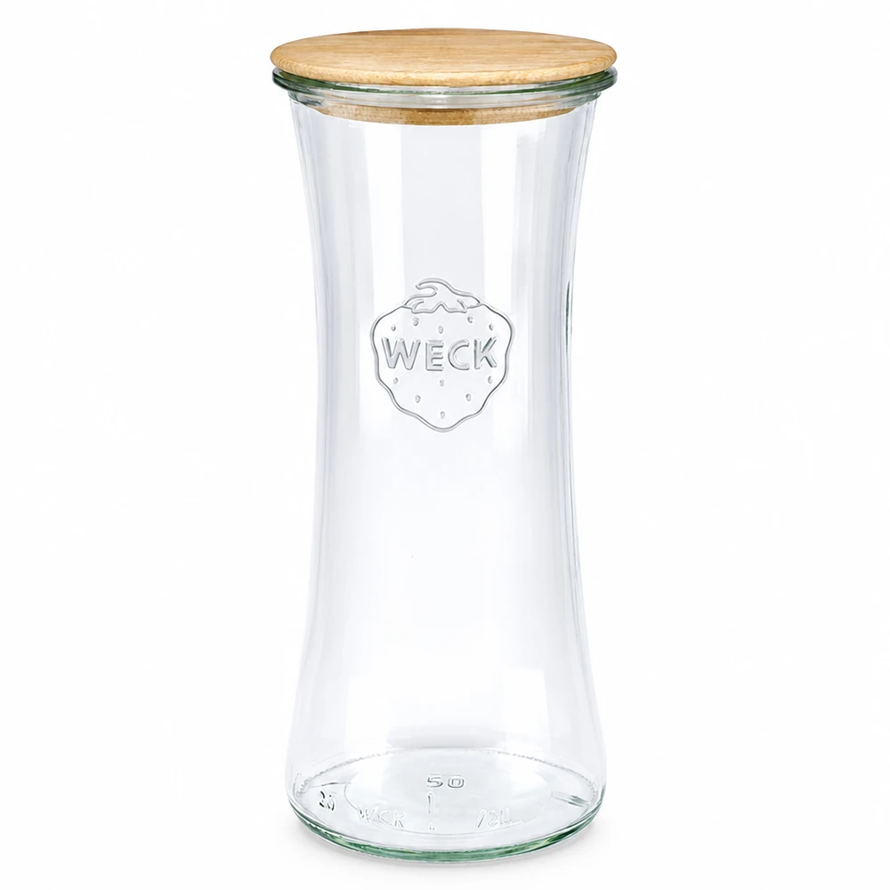 WECK vaso da gastronomia 700ml RR80 con coperchio in legno Vaso da conserva in vetro trasparente con coperchio in bambù