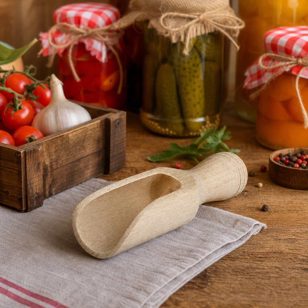 Piccola paletta in legno di faggio da 7,5 cm in cucina rustica con verdure sottaceto e pomodori freschi Ambiente Lifestyle